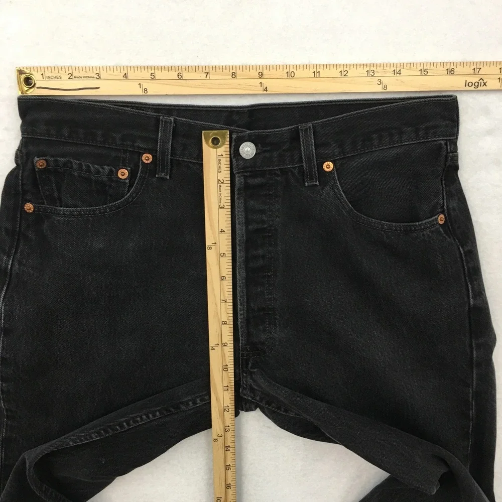 VINTAGE Y2K Levis 501 Mens Black Straight Leg Button Fly Denim Jeans 32x29